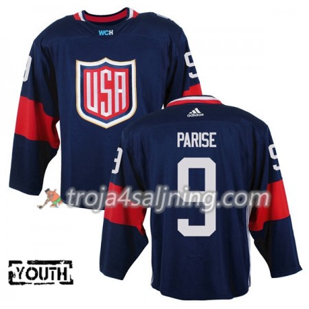 USA tröja Zach Parise 9 World Cup i ishockey 2016 Blå Premier - NHL Tröjor Barn USA tröja Zach Parise 9 World Cup i ishockey 2016 Blå Premier - NHL Tröjor Barn